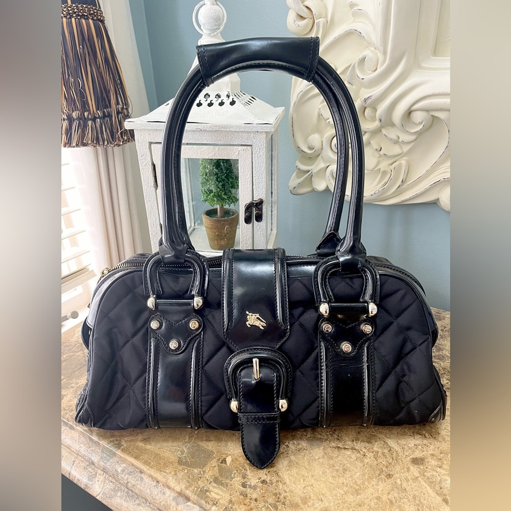 Burberry Quilted Nylon Manor Satchel Bag